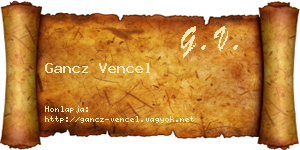 Gancz Vencel névjegykártya